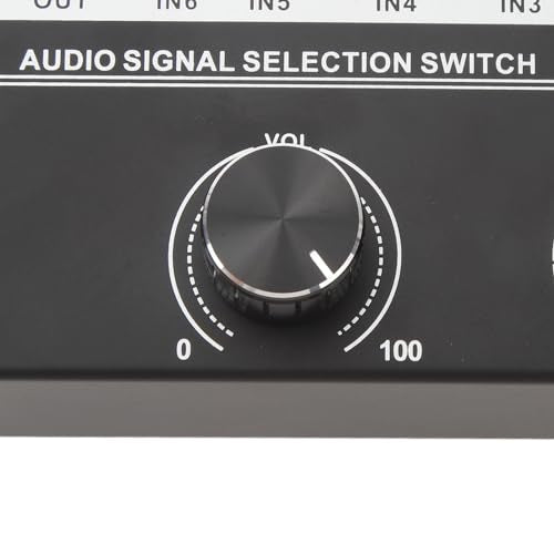 RCASwitch, RCAAudio Switch, QH 06 6 Input 1 Out Audio Signal Source Switcher, HiFi Input Selector Splitter Box