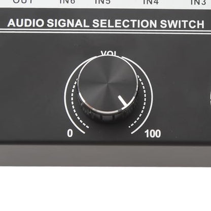 RCASwitch, RCAAudio Switch, QH 06 6 Input 1 Out Audio Signal Source Switcher, HiFi Input Selector Splitter Box