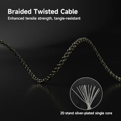 BASN SC100 OFC Silver-Plated Upgrade Headphone Cable, Black | 4N MMCX Replacement Earphone Cable, 3.5mm Audio Jack for Musician Audiophile - color: black, size: without mic