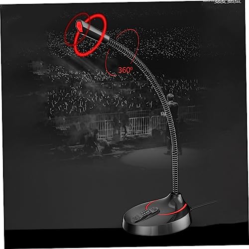 Hemoton Portable Microphone Stand Gooseneck Round Base Desktop Bracket for Online Meetings and Broadcasts Black Version