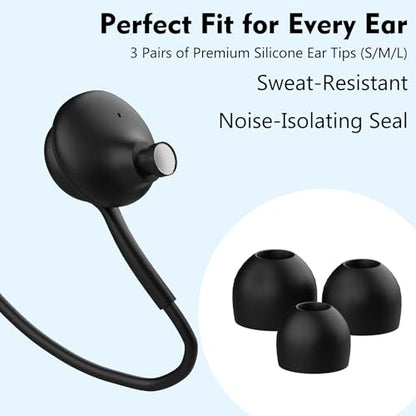 USB-C Headphone for Samsung S26 S25 FE S24 A16 A17 Wired Earbuds Magnetic in-Ear Type C Earphone with Microphone Volume Control Bass Stereo Noise Canceling for iPhone 17 Pro Max 16 16e 15 Pixel 10a 9a