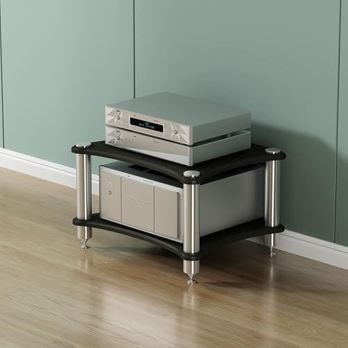 Stereo cabinet,audio rack,av media stand,stereo stand,audio stand,av cabinet,stereo racks and stands,media rack,hifi rack,audio rack cabinet,stereo rack,audio cabinet,audio-video shelving,av rack(2-la - color: 2-layer, size: Black