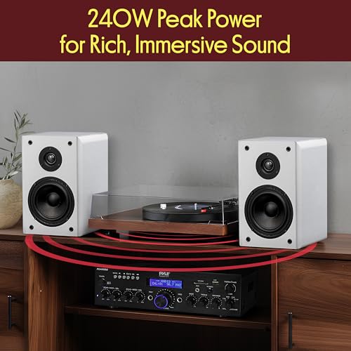 Pyle 6.5” Bookshelf Speakers, Pair of Wired Bookshelf Speakers with Wall Mount Brackets, 2-Way HiFi Home Theater with Paper Cone, Soft Dome Tweeter, Compact Design, 11.5” x 7.5” x 9.5”, White - color: White, size: 6 inch