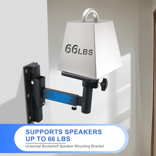 Pair of Speaker Wall Mounts, Universal Bookshelf Speaker Mounting Bracket,66 Lbs Max Capacity, Black
