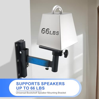 Pair of Speaker Wall Mounts, Universal Bookshelf Speaker Mounting Bracket,66 Lbs Max Capacity, Black