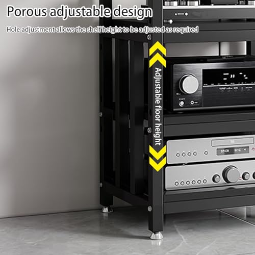 Adjustable Open Frame Hi-Fi Audio Stand, Wood Top Metal Audio Rack with Anti-Vibration Foot, AV Equipment Shelving for Living Room Home Cinema Studio(White-D) - color: White-d