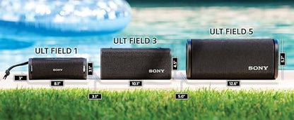 Sony ULT Field 1 Wireless Bluetooth Portable Waterproof Speaker, Black | 12 Hr Battery, IP67 Rated Waterproof, Dustproof, Shockproof Rustproof, Detachable Strap, Hands-free Calling, Enhanced Bass - color: Black, style: ULT Field 1