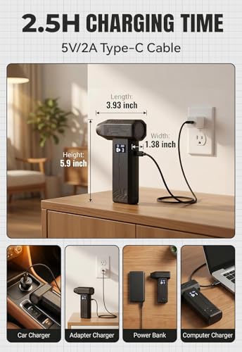 Compressed Air Duster 150000RPM, Super Power Electric Air Duster Cordless - color: Dark Black