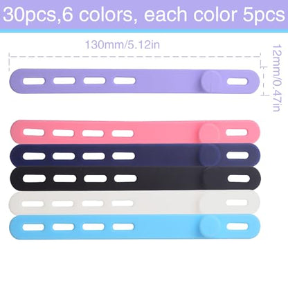 30Pcs Silicone Cable Ties, Reusable Cable Straps Wire Organizer Locking Buckles Data Cable Management Cord Organizer for Fastening Cords Wires Earphone Phone Chargers Appliances
