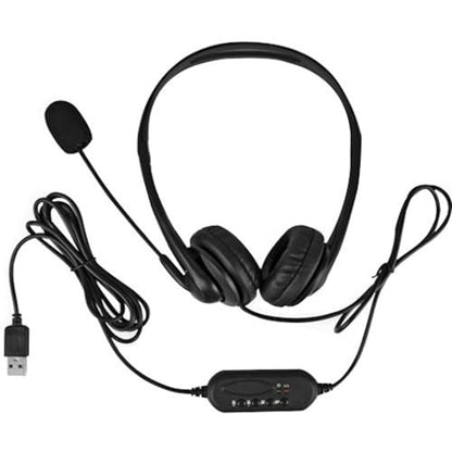Aluratek Wired USB Stereo Headset with Noise Reducing Boom Mic and in-Line Controls, for Distance Learning, Zoom, MS Teams, Video Conferencing, Skype, Gaming, Music Play, Webinars (AWHU01FJ), Black