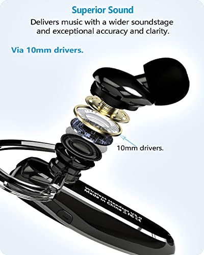 Bluetooth Headset V5.1, Wireless Hands-Free Earpiece with Noise Cancellation, Built-in Microphone for iPhone Android Business Calls - Black - color: Black, style: Single Bluetooth headset