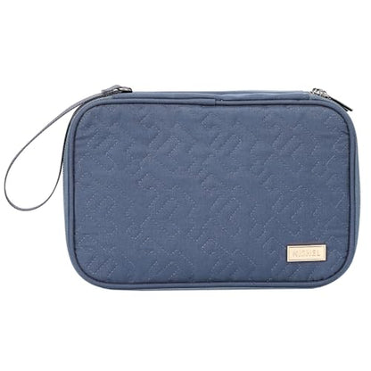 NISHEL Travel Cord Organizer Case, Double Layers Tech Electronic Bag, Essentials for Charger, Cable, Phone, Flash drive, Large, Aegean-Blue | Double-layer bag keeps chargers, cables, flash drive, and small tech essentials organized for trip, Large, Aegean
