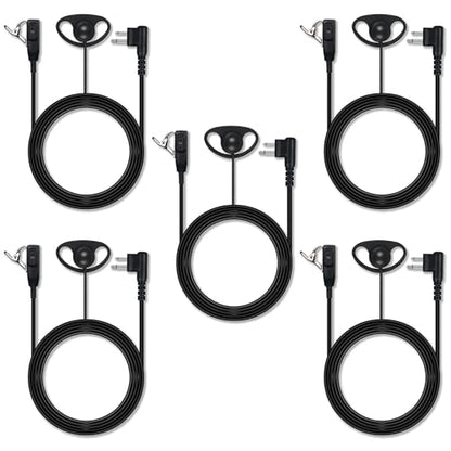 Walkie Talkie Earpiece with PTT Mic Compatible with Motorola CP200D CP100D R2 CP200 CP185 BPR40 CLS1410 CLS1110 RMU2040 RMU2080D Two Way Radio, 2 Pin D Shape Headset (D Shape Earpiece 5Pcs)