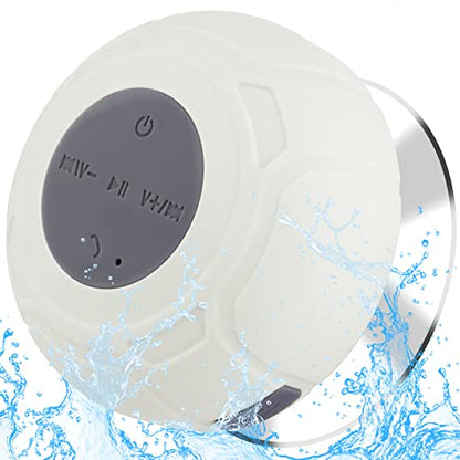 Waterproof Bluetooth Shower Speaker Portable Wireless Water-Resistant Speaker Suction Cup,Built-in Mic Gifts for Kids Speakerphone for iPhone Phone Tablet Bathroom Kitchen - White - color: White