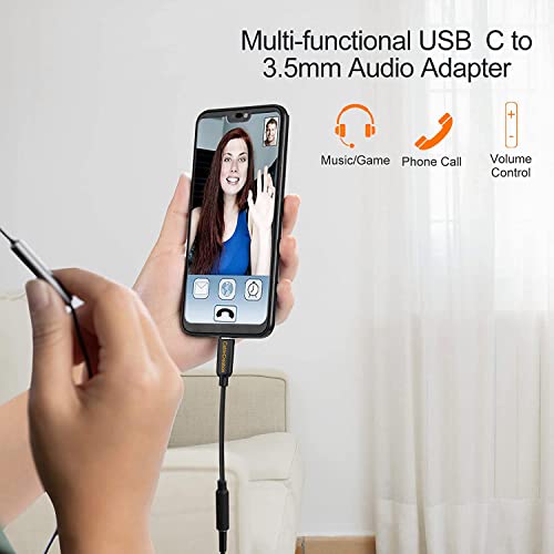 CableCreation USB C to 3.5mm Headphone Adapter, Type-C to 3.5mm Audio Adapter Compatible with Galaxy S22 S20 S21 Ultra Z Flip S20+, iPad Pro 2020, Pixel 4 3 2 XL etc. 0.33 ft Black - style: USB C+Audio Cable