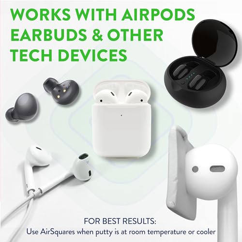 Cleaner Kit for Airpods by AirSquares | the Original Earbud Cleaning Putty Compatible with Airpods & Earbuds, Remove Wax, Dirt & Gunk from Tech Devices, As Seen on NBC's Today Show (12 Pack) | Compatible with Airpods & Earbuds, Removes Wax, Dirt & Gunk, T