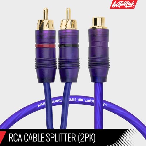 Install Link RCA Y Adapter Cable, 1-Female to 2-Male Splitter, 2-Pack (OFC) | Pure OFC Copper, 1ft, Feeds One Stereo Signal to Two Components, for Subwoofer, Home Theater, Car Audio Amplifier, Studio - color: Frosted Purple, size: 1-Female to 2-Male