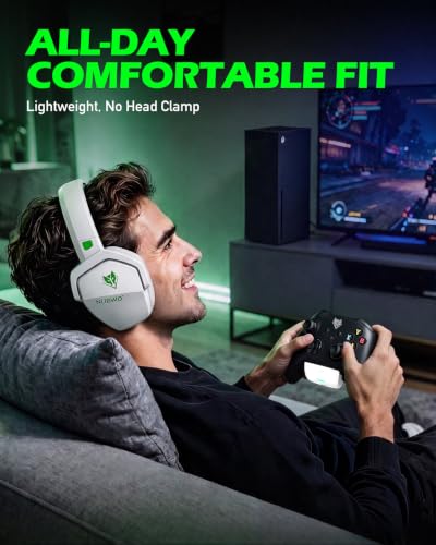 NUBWO Wireless Gaming Headset for Xbox Series X/S & Xbox One, 100Hr Battery Life, 3-in-1 Ultra-Low Latency 2.4GHz Dongle/Bluetooth 5.3/3.5mm Wired Gaming Headphones for PS5, PC - color: XBOX-White green