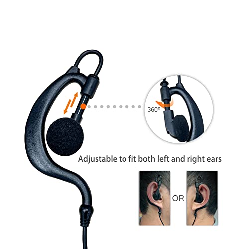 SHON Walkie Talkie Earpiece with Mic, 2PIN Ear-Hook Sponge Ear Cushions Two-Way Radios Compatible with Kenwood Baofeng and Retevis Radios,Ldeal for Police Law Enforcement Restaurant (1set Black) - size: new/1set