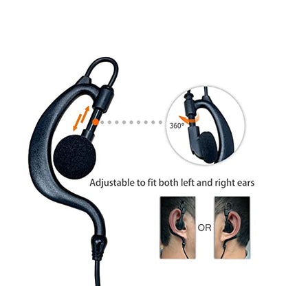 SHON Walkie Talkie Earpiece with Mic, 2PIN Ear-Hook Sponge Ear Cushions Two-Way Radios Compatible with Kenwood Baofeng and Retevis Radios,Ldeal for Police Law Enforcement Restaurant (1set Black) - size: new/1set