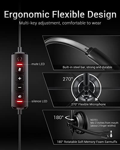 awatrue EH05-U Wired USB Headset with Noise Cancelling Microphone for PC Laptop - Headphones with In-Line Control, Lightweight, Enhanced Sound & MIC Mute - color: Black, style: USB-A