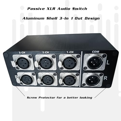3-IN-1-OUT XLR Pro Audio Switch Balanced Audio Converter 3 Channel HiFi Stereo Passive Audio Selector Switcher Box No Loss Switching Aluminum Shell Quality XLR Connector (3-IN-1-OUT) - size: 3-IN-1-OUT