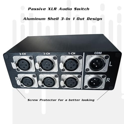 3-IN-1-OUT XLR Pro Audio Switch Balanced Audio Converter 3 Channel HiFi Stereo Passive Audio Selector Switcher Box No Loss Switching Aluminum Shell Quality XLR Connector (3-IN-1-OUT) - size: 3-IN-1-OUT