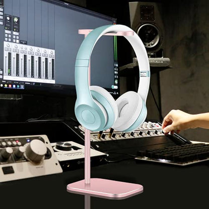 Headphone Stand Aluminum, Headset Holder with Solid Metal Base for Desk, Compatible with Most Headphones (Rose Gold) - color: Rose Gold
