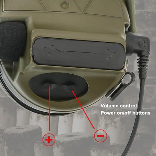 Tactical Headset Hearing Protection Sound Pickup Earmuff +U94 PTT+Detachable 7.0mm Cable for Airsoft Sports-HC5PRO(Green) - color: Green