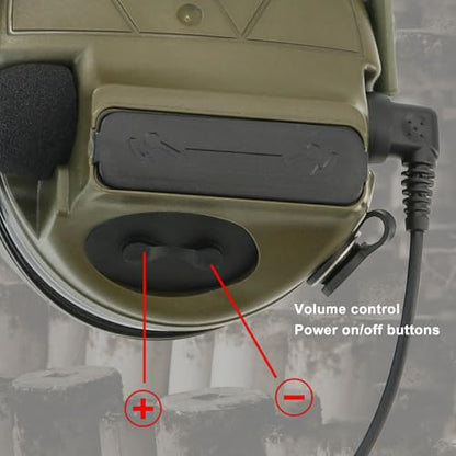 Tactical Headset Hearing Protection Sound Pickup Earmuff +U94 PTT+Detachable 7.0mm Cable for Airsoft Sports-HC5PRO(Green) - color: Green