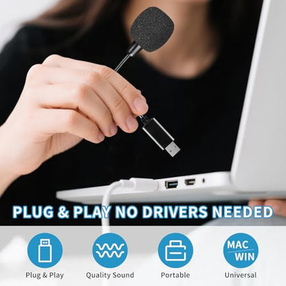 USB-C Lavalier Microphone - Omnidirectional Condenser Lapel Mic for iPhone 15/16, Android, PC, Mac, YouTube, ASMR, Vlogging - Plug & Play with Windscreen (118 inch)
