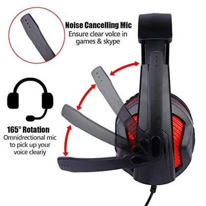3.5mm Port Wired Gaming Headset, Stereo Bass Noise Isolation Headphone with Mic Volume Control for PS4 New Xbox One PSP PC Laptop Tablet Cellphones (Black)