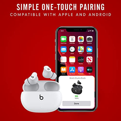 Beats Studio Buds - True Wireless Noise Cancelling Earbuds - Compatible with Apple & Android, Built-in Microphone, IPX4 Rating, Sweat Resistant Earphones, Class 1 Bluetooth Headphones - White - color: White, style: Studio Buds