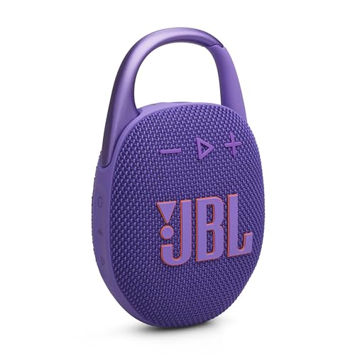 JBL Clip 5 - Ultra-Portable Waterproof Speaker - Purple | Ultra-portable JBL Pro Sound, Redesigned carabiner, Up to 12 hours of playtime plus 3 hours with Playtime Boost - color: Purple