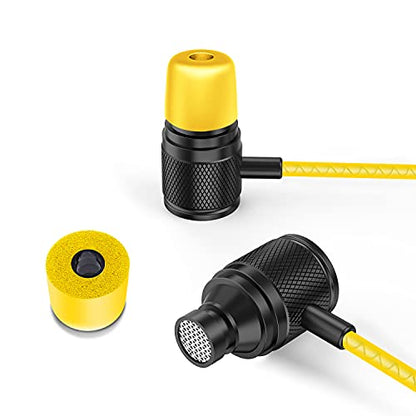 LUDOS Ultra Wired Earbuds in-Ear Headphones, 5 Years Warranty, Earphones with Microphone, Noise Isolating Ear Buds, Memory Foam for iPhone, Samsung, School Students, Kids, Women, Small Ears - Yellow - color: Yellow, style: 3.5 mm