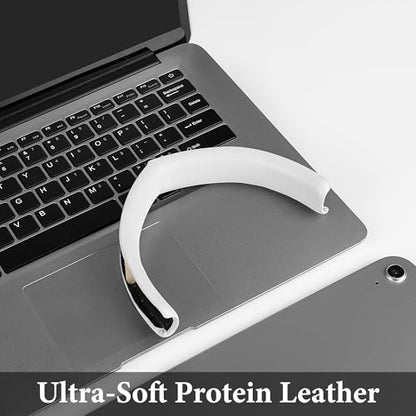 Geekria Protein Leather Headband Pad Compatible with Bose QuietComfort Ultra Headphones, Replacement Band Repair Part (White) - color: White