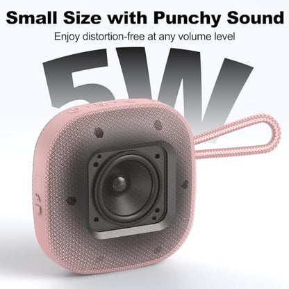 Bobtot Portable Wireless Bluetooth Speaker, IPX7 Waterproof | 16H Playing Time, Loud Stereo Sound, Built-in Mic, TWS, Small Size with Carry Lanyard, Pink - color: Pink