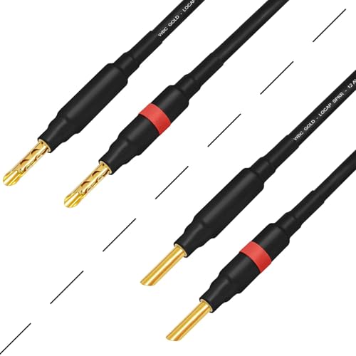 WORLDS BEST CABLES 5 Foot WBC-GOLD-LOCAP-SPKR-12 AWG - Low-Capacitance - Low-Inductance - High Purity OFC - Audiophile HiFi Speaker Cable Pair with Eminence Gold Banana Plugs - size: 5 FT, style: 2 Cables - Banana-Banana