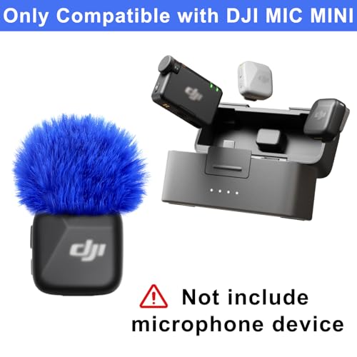 Microphone Windscreen for DJI MIC MINI (2024) Wireless Microphone Furry Wind Muff Accessories (2 Packs-Blue) - color: blue-2pcs