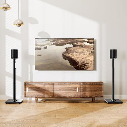 ELIVED Speaker Stands Pair for Sonos Era 100 and Sonos One, One SL, Play:1 | 35"- 43.4" Height Adjustable Speaker Stand for Surround Sound, Cable Management, Tempered Glass Base, 11 LBS Loading - size: For Sonos Era 100