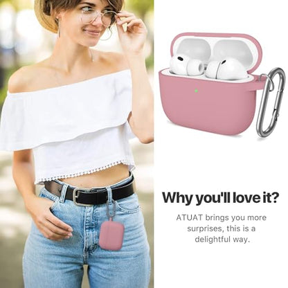 for AirPods Pro 3 Case Cover, Protective Soft Silicone with Keychain Cleaning Pen for Women Men for Apple AirPods Pro 3rd Generation Case(2025), Front LED Visible, Bean Pink - color: D-Bean Pink