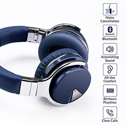 Million Sold 10 Years Classic E7 Active Noise Cancelling Headphones with Upgraded Noise Cancellation, Bluetooth Headphones Wireless with HD Sound Vivid Deep Bass, for Home Office Travel Gift Pcs - color: Navy, style: E7 Wireless Active Noise Cancelling He
