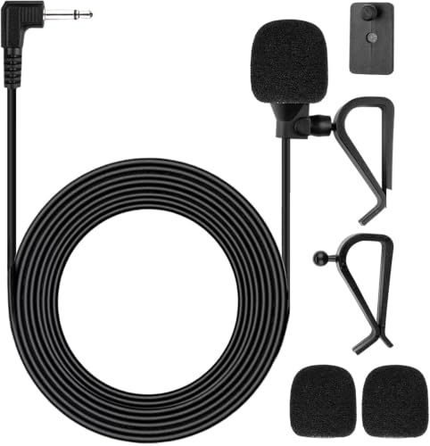 Car Microphone 3.5mm, Car Stereo Radio Mic Replacement Compatible with Pioneer Kenwood Boss JVC Sony Jensen Alpine, Stereo Vehicle Head Unit Enabled Audio GPS DVD-Car External Mic Replacement