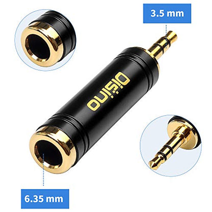 3.5mm to 1/4 Inch Headphone Adapter, 1/4 Inch Jack Male to 1/8 Inch Female Mini Jack Stereo Adapter, Gold-Plated Pure Copper Aux Audio Interface Headphone Converter, Black - 2 Pack - color: 635M/35F-35M/635F 2P