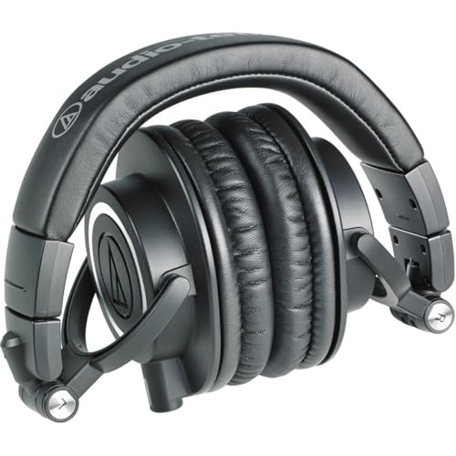 Audio-Technica ATH-M50x Professional Monitor Headphones, Black - with H&A High Frequency Leather Earpads for AT -M50