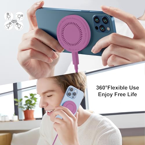MagSafe Charger 2 Pack 15W Magnetic Wireless Charger Fast Charging Pad Compatible with iPhone 17/16/15/14/13/12 Series & AirPods 4/3/2/Pro Magnetic MagSafe Charging Pad with Dual Ports-Purple | Two USB-C cables and two USB-A adapters, compatible with iPho