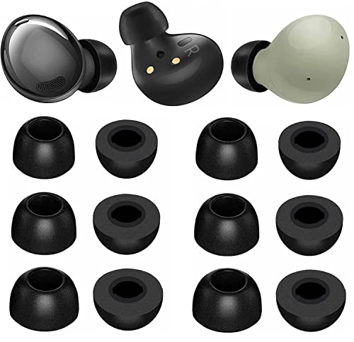 Memory Foam Tips Compatible with Galaxy Buds Pro/Galaxy Buds 2 / Galaxy Buds Plus Replacement Ear Tips, Perfect Noise Cancellation, Fit in Case, 6 Pairs [3 Size] Foam Tips Black (Foam GBP6P)