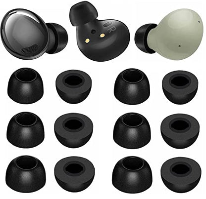 Memory Foam Tips Compatible with Galaxy Buds Pro/Galaxy Buds 2 / Galaxy Buds Plus Replacement Ear Tips, Perfect Noise Cancellation, Fit in Case, 6 Pairs [3 Size] Foam Tips Black (Foam GBP6P)