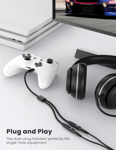 Fidioto 2PCS 3.5mm Audio Microphone Splitter Adapter, 1 Male to 2 Female Mic and Audio Y Splitter TRRS Headphone Adapter Cable for Switch 2/PS4/PS5,PC Laptop,Steam Deck Xbox, Tablet Gaming