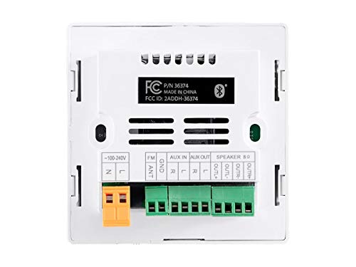 Monoprice Commercial Audio Wall Mount Music Amplifier - with Bluetooth, Aux, FM, and IR Remote, White